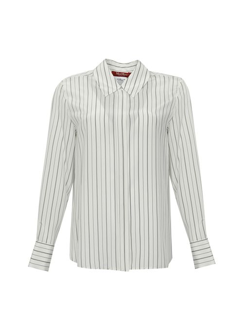 Camicia MSTFLIRT in crepe de chine a righe Verde MAX MARA STUDIO | 2616111011600002